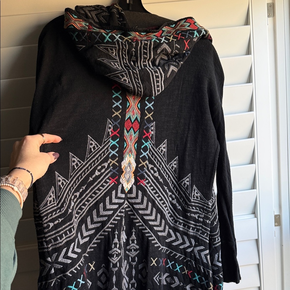 Johnny Was Black Hooded Cardigan